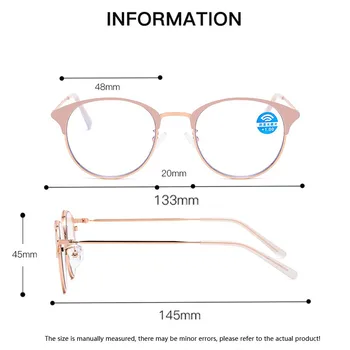 Jauno Modes Kārta Lasīšanas Brilles Rāmis Sievietēm, Vīriešiem Vintage Classic Metāla Anti-zila Gaisma Hyperopia Brilles +1.0 Līdz +4.0