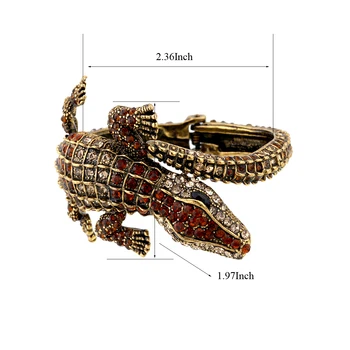 Jauno Modes Paziņojumu Krokodils Vintage Rokassprādze Aproces Aproce Antīka Zelta Pārklājumu Rhinestone Dzīvnieku Aproce Sievietēm Pulseira