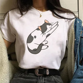 Jauno Modes Sieviešu T Krekls Kaķu Mamma Print T-krekls Harajuku Grafiskais Tee Krekls Sieviešu Cute Topi Kaķu Mīļākais T-krekls Balts t-veida Apģērbu