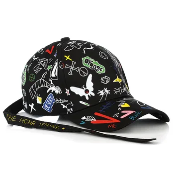 Jauno Sieviešu Grafiti Drukāt Beisbola cepure Vīriešiem, Meiteņu, Zēnu Modes Melnās Vasaras Snapback Hip Hop Caps Streetwear Šoferis Cepuri 2021
