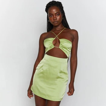 Jauno Sieviešu Temperaments Linga Wrap Krūtīm Atklātu Atpakaļ tīrtoņa Krāsu Sexy Lady Mini Kleita Pavada Mežģīnes-Up Linga Slim Clubwear Puse