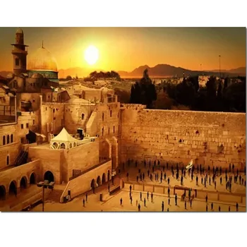 Jauns Pilnu Kvadrātveida 5D DIY Raudu Mūra Izraēlā, Jeruzalemē krustdūrienu Izšuvumi Mozaīkas Attēlu Dimanta Krāsošana Dekoru XN906