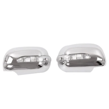 JAUNS-Toyota Hilux Vigo no 2005. līdz 2011. gadam Silver Chrome Atpakaļskata Sānu Durvīm Spoguļi Vāks Vāciņš ar LED Pagrieziena Signāla Gaismu Lampas