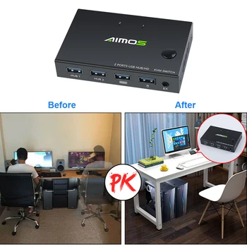 Jauns USB KVM Switch USB 2.0 Komutatoru HDMI-Saderīgam KVM Slēdzis HD (4K 1080P PC Tastatūru, Peli, Printeri, Ierīcēm, VGA KVM Slēdzis