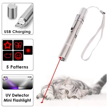 Jauns USB Maksas Kaķis Rotaļlietas Radošo Funny Pet Cat Rotaļlietas LED Gaismas Rādītāju Pen Modeli, Purpura Gaismas Mini kabatas Lukturītis un Lāzera Pet Piegādēm
