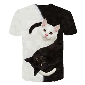 Jaunu 2020. gadam Atdzist modes t krekls vīriešiem un sievietēm, divi kaķi drukāt 3d t krekls vasaras īsām piedurknēm t krekli vīriešu t krekli XXS-6XL