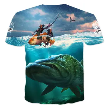 Jaunu 2021. gada Vasaras 3D Drukāšanas Big Fish Vīriešu Fun no Augšas Gadījuma Īsām Piedurknēm Krāsa Neitrāla Apaļu Kakla Hip Hop T-Krekls 130-6XL