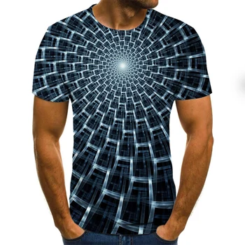 Jaunu 3D Režģi Tuneļa Grafiskais T Krekls Ģeometrisko Modeli, Drukāt Vīriešu T-krekls Gadījuma Harajuku Topi Vasaras O-veida kakla Plus Lieluma Tshirts
