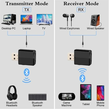 Jaunu 5.0 Bluetooth Raidītāju Uztvērējs Mini 3.5 mm Stereo AUX Adapteri Bezvadu Mūzikas Automašīnas Radio, TV Bluetooth Austiņas