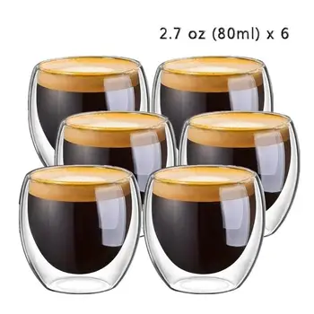 Jaunu 6Pcs 80ml 2.7 oz Stikla Dubultu Sienu siltumizolāciju Akrobāts Espresso Tējas Tase Kafijas Krūze tazas de ceramica creativas