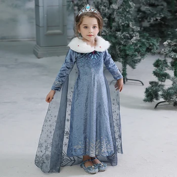 Jaunu Kleitu Anna Cosplay Kleita Halloween, Ziemassvētku Kostīms No 4 Līdz 10 Gadiem Bērni Meiteņu Ziemas Dress Sniega Karaliene, Princese Saģērbt
