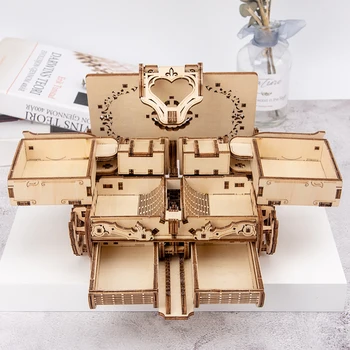 Jaunu koka 3D samontēti radošo DIY puzzle Koka mehāniskās transmisijas antīko box modelis, Salikts rotaļlieta dāvana