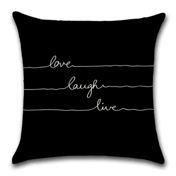 Jaunu Mīlu Smieties Dzīvot Pillowscase Angļu Salamana Spilvenu Vāciņš Melns Mājas Dekors Dzīvojamā Istaba Dīvāns Dekoratīvās Spilvendrānas