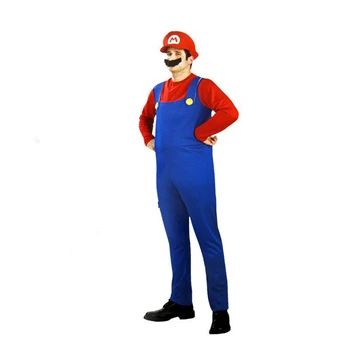 Jaunu Spēli Luigi Super Mario Santehniķis Cosplay Tērpos, Vīrieši, Sievietes Zēni, Meitenes Jumpsuits+Kleita+Cepure+Ūsas Puses Masku Tērps