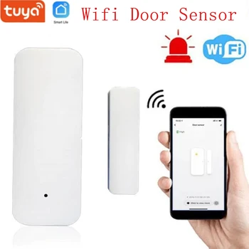 Jaunu Tuya Smart WiFi Durvju Sensors Durvis Atvērtas / Aizvērtas Detektori Smart Home Paziņojuma Signāls Apsardzes Signalizācijas Ar Alexa, Google Home