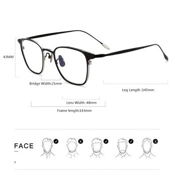 Jaunu Tīra Titāna Briļļu Rāmis Vīriešu Vintage Kvadrātveida Briļļu Ultravieglajiem Optisko Recepšu Zīmola Dizaineru Brilles Rāmi Sievietēm