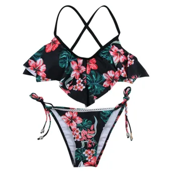 Jaunu un Seksīgu Bikini Peldkostīmu Sieviešu Peldēšanas Tērps Pārsējs Bikini Komplekts Push-Up Brazīlijas Drukāt Vasaras Pludmales Peldkostīmi Beachwear