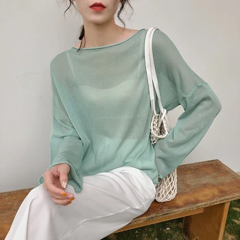 Jaunā pavasara vasaras saldais korejiešu stilā, Sieviešu Apģērbu modes zīmola trikotāžas Džemperi pilnu piedurknēm o-veida kakla zaudēt ikdienas topi karstā