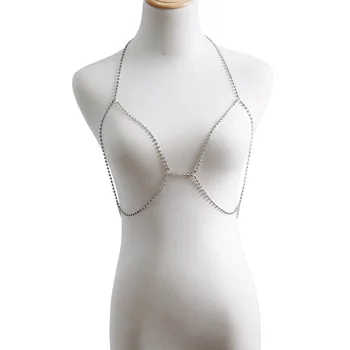 Jaunā, Seksīgā Crystal ķermeņa rotaslietas, sieviešu Rhinestone ķermeņa krūšturis Josta Vasaras Pludmales Bralette Bikini Ķēdes Ķermeņa Rotaslietas