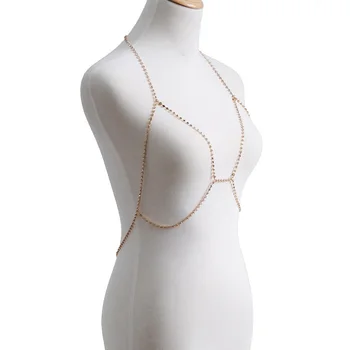 Jaunā, Seksīgā Crystal ķermeņa rotaslietas, sieviešu Rhinestone ķermeņa krūšturis Josta Vasaras Pludmales Bralette Bikini Ķēdes Ķermeņa Rotaslietas