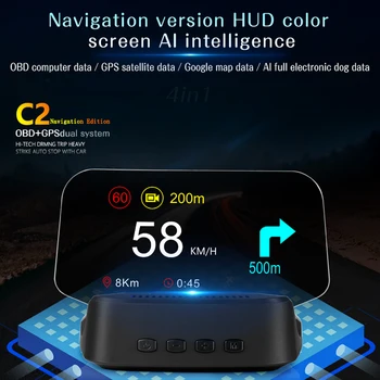Jaunākās Head Up Displejs C2 OBD2 Auto Elektronika HUD Displeja Speedometers ātruma pārsniegšanas Brīdinājuma OBD2+GPS Dual Režīmā Projektoru