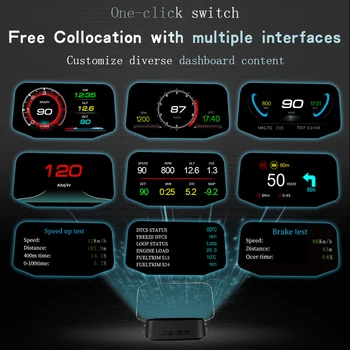 Jaunākās Head Up Displejs C2 OBD2 Auto Elektronika HUD Displeja Speedometers ātruma pārsniegšanas Brīdinājuma OBD2+GPS Dual Režīmā Projektoru