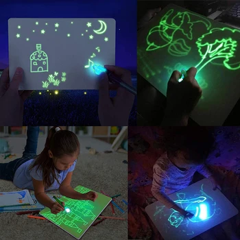 Jautri Zīmēšanas Valdes Spīd Tumsā ar Gaismu Glezna Bērniem dāvanu gaismas glezniecības valdes Izglītības Rotaļlieta iedegties Izdarīt Rotaļlietas