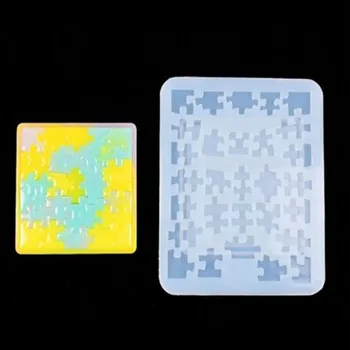 Jigsaw Puzzles Epoksīda Pelējuma DIY Intelektuālā Ģeometriskā Puzzle Silikona Veidnē Tangram Cube Pelējuma Kids Izglītojošās Rotaļlietas Dāvanu Jigsaw