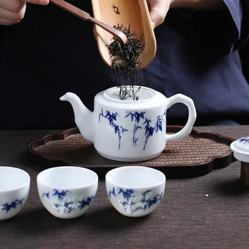 Jingdezhen Tējkanna Puses-krāsotas, Bambusa Keramikas, Porcelāna Tējkannas Ūdens Katlā Ķīniešu Kung Fu Teaware Ziedu Tēja Tējkanna Apdare