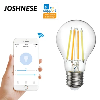 JOSHNESE E27 Retro Edison LED Kvēldiega Spuldzes Lampas 220V WiFi Smart Kvēldiega Spuldzes E27Glass Spuldzes Vintage Sveču Gaismā Automātikas Komplekts