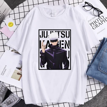 Jujutsu Kaisen Pie Gojo Atdzist Tee Krekls Vīriešiem Hip Hop Īsām Piedurknēm Topi Pavasara Gadījuma Modes T Krekls Mens Anime Ielas T-Krekls