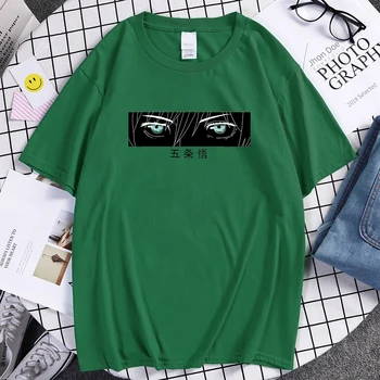Jujutsu Kaisen Pie Gojo Atdzist Tee Krekls Vīriešiem Hip Hop Īsām Piedurknēm Topi Pavasara Gadījuma Modes T Krekls Mens Anime Ielas T-Krekls