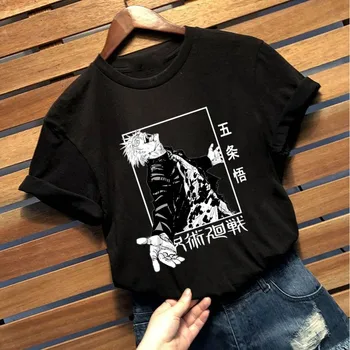 Jujutsu Kaisen Unisex Funny T Krekls Ar Īsām Piedurknēm Harajuku Gojo Pie Hip Hop Tees Drēbes