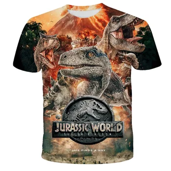 Jurassic Park 3D Iespiesti O-veida Kakla T-krekls Bērnu Ērts un Elpojošs Poliesteris T Populārs Ar Zēniem/Meitenēm 4T-14T