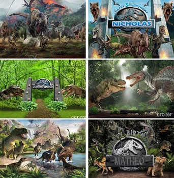 Jurassic Pasaules Fona Fotogrāfija Studija Dzimšanas Zēns Pielāgot Foto Backdrops Dinozauru Puse Rotājumi