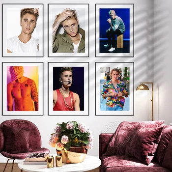 Justin Bieber Plakātu Karstā Dziedātājs Mūzikas Plakātu Izdrukas Sienas Mākslas Dekoru Žurnāla Vāka Kanvas Glezna Bārs, Krogs, Klubs Sienas Uzlīmes