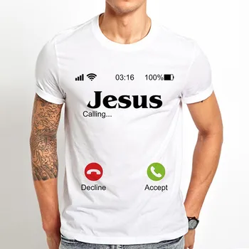 Jēzus Ir jums Zvana smieklīgi T-krekls vīriešiem vasarā 2019 jaunā baltā atdzist hipster Kristus dāvanu t krekls