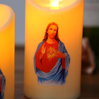 Jēzus Kristus, Sveces, Lukturi LED Tealight Romantiska Pīlārs Gaismas Radošo Flameless Elektroniskā Svece ar Bateriju Darbināmas