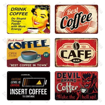 Kafijas Zīme Vintage Metāla zīmju Plāksnes, Metāla Vintage Sienas Dekori Virtuve, Kafijas Bārs Kafejnīca Retro Skārda Zīme Metāla Plakāti