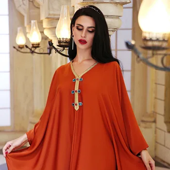 Kaftan Caftan Marokens Eid Mubarak Abaya Dubaija Turcija Bat Piedurknēm Satīna Musulmaņu Modes Maxi Kleitas Sievietēm Islāma Drēbes Femme