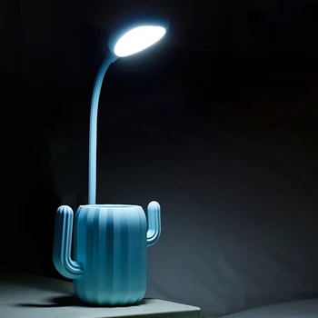 Kaktusa Formas Locīšanas USB Uzlādējams LED Galda Lampa Pildspalvu Uzglabāšanas Turētājs Lightstudent galda acu aizsardzība lādējams lasīt lam