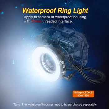 Kameras Flash Ring Light for Seafrogs Ūdensizturīgs Kameras Korpuss Gadījumā Ūdensizturīgs Zemūdens 40m 130ft Kārta Speedlite Flash SL-108
