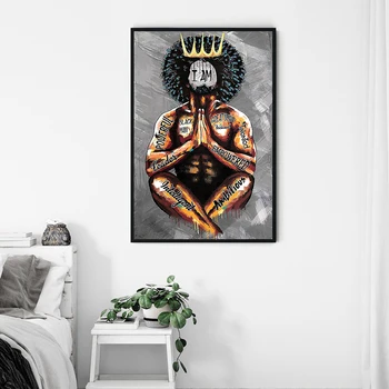 Kanvas Glezna Melnā Karaļa Zelta Kroņa Plakāti Āfrika Man Labākā Dāvana Ever Izdrukas Guļamistabas Sienas Mākslas Black Beauty Mājas Dekoru Bez Rāmja