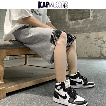 KAPMENTS Vīriešiem Harajuku Raibs Basketbola Šorti Vīriešu 2021. Gada Vasarā Japānas Streetwear Vintage Cēloņu Bikses Vīriešu Vintage Bikses