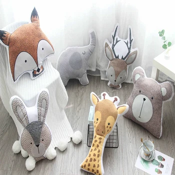 Karikatūra 3D iespiesti meža dzīvnieku plīša rotaļlieta spilvenu, bērnu istabas modes dizains, mājas dīvāna spilvenu, dzimšanas dienas dāvana