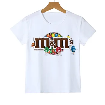 Karikatūra Anime Īsām Piedurknēm Bērnu Modes Bērnu T-krekls 3D Drukāšanas Zēns/Meitene Šokolādes Pupiņu MM Drukas Jautri Streetwear Tshirts