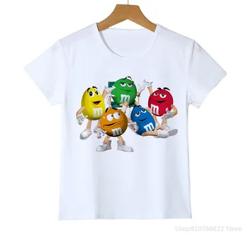 Karikatūra Anime Īsām Piedurknēm Bērnu Modes Bērnu T-krekls 3D Drukāšanas Zēns/Meitene Šokolādes Pupiņu MM Drukas Jautri Streetwear Tshirts