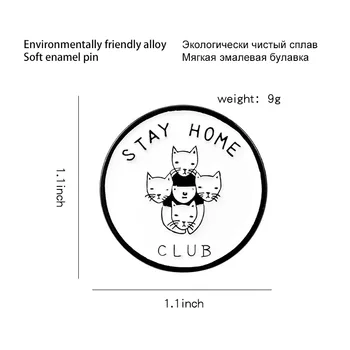 Karikatūra kaķēns sakausējuma kārtu Piespraudes T-krekls Atloks mugursoma studentiem jauki palikt mājās kluba biedrs žetons dekoratīvs Emaljas Adatas