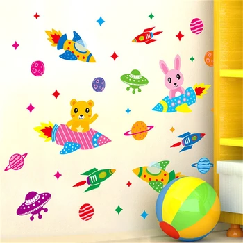Karikatūra, kosmosa sienas gleznojums, dzīvojamās istabas, guļamistabas telpu dekorēšana sienas uzlīmes bērniem numuri