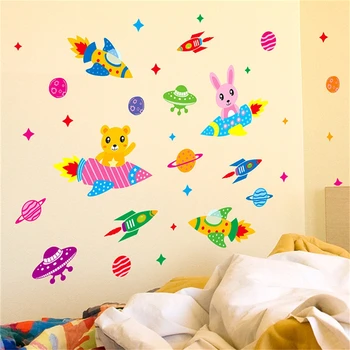 Karikatūra, kosmosa sienas gleznojums, dzīvojamās istabas, guļamistabas telpu dekorēšana sienas uzlīmes bērniem numuri